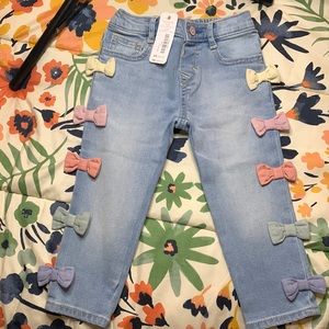 Toddler Girls 18-24 month Gymboree colorful pastel Bow Jeans.